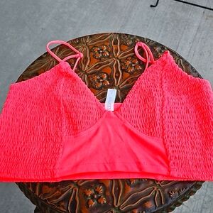 ZENANA Womens sz large NWOTS Neon Coral bralette. .THIS COLOR IS GORGEOUS!!!